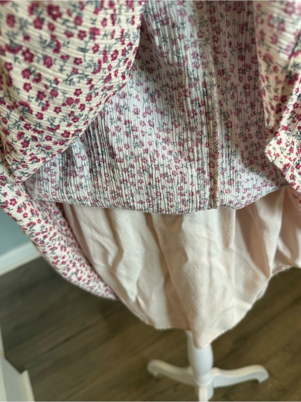 XL rewind pink cream ditsy floral peasant bodice maxi dress corset hippie y2k - Picture 7 of 7